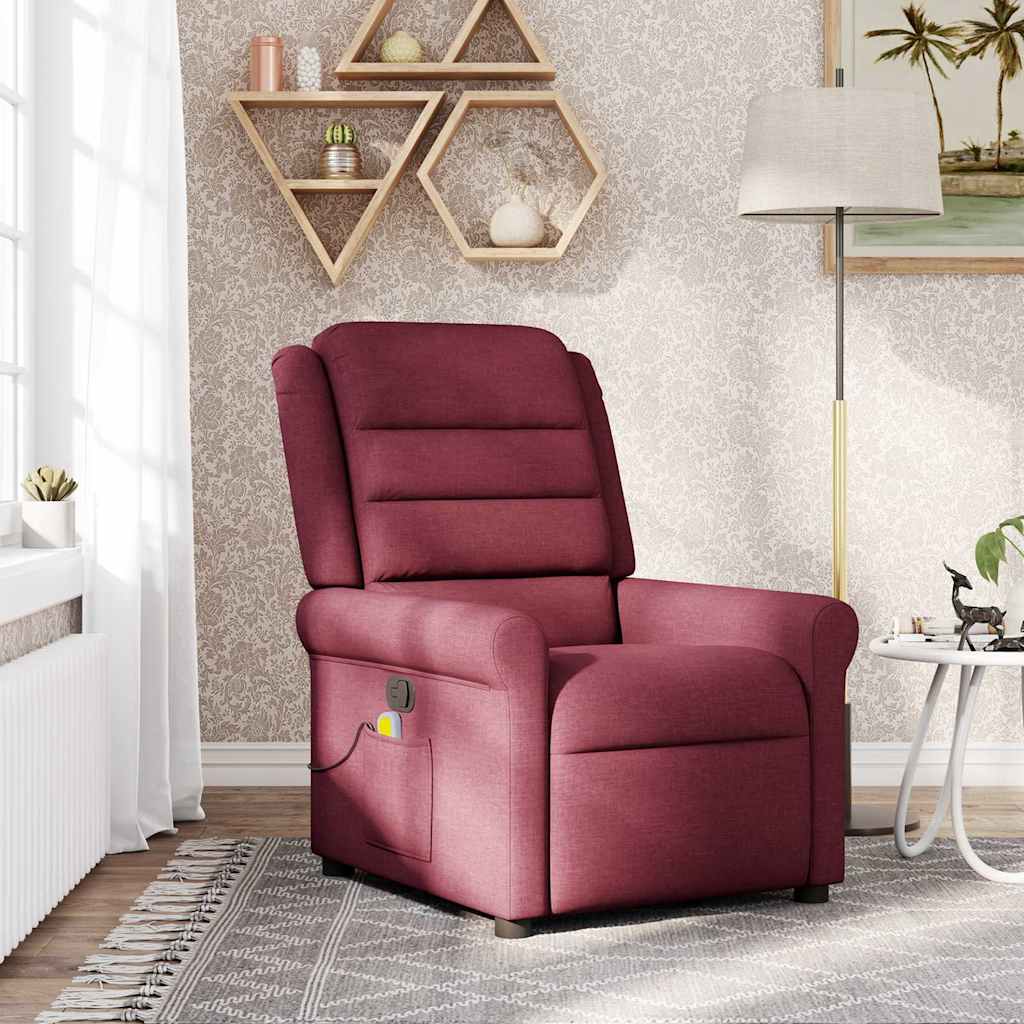vidaXL Fotoliu de masaj rabatabil, roșu vin, material textil vidaXL Fotoliu de masaj rabatabil, roșu vin, material textil