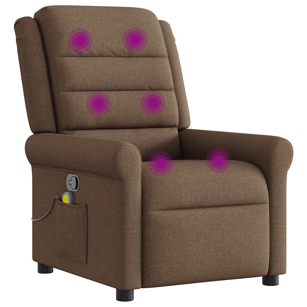 vidaXL Fotoliu de masaj rabatabil, maro, material textil