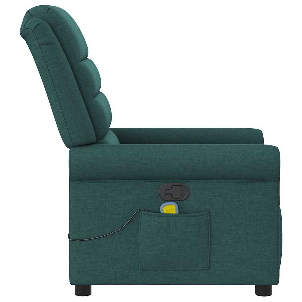 vidaXL Fotoliu de masaj rabatabil, verde închis, material textil vidaXL Fotoliu de masaj rabatabil, verde închis, material textil