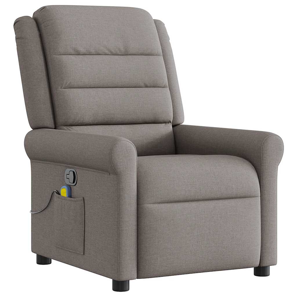 vidaXL Fotoliu de masaj rabatabil, gri taupe, material textil