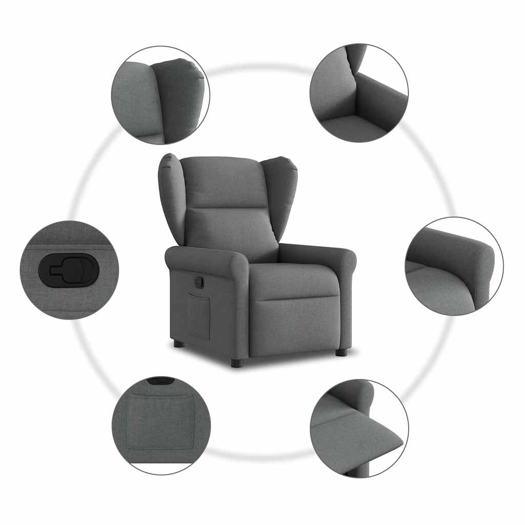vidaXL Fotoliu rabatabil, gri închis, material textil