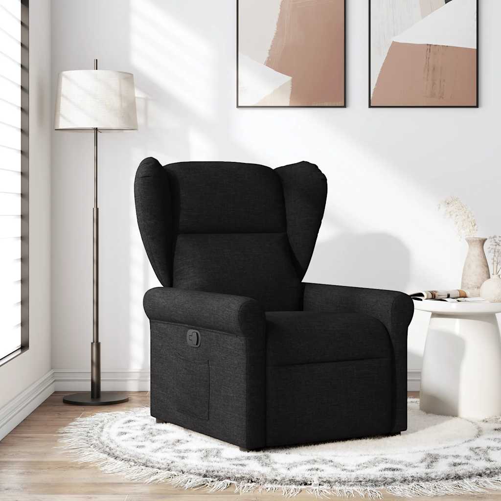 vidaXL Fotoliu rabatabil, negru, material textil vidaXL Fotoliu rabatabil, negru, material textil