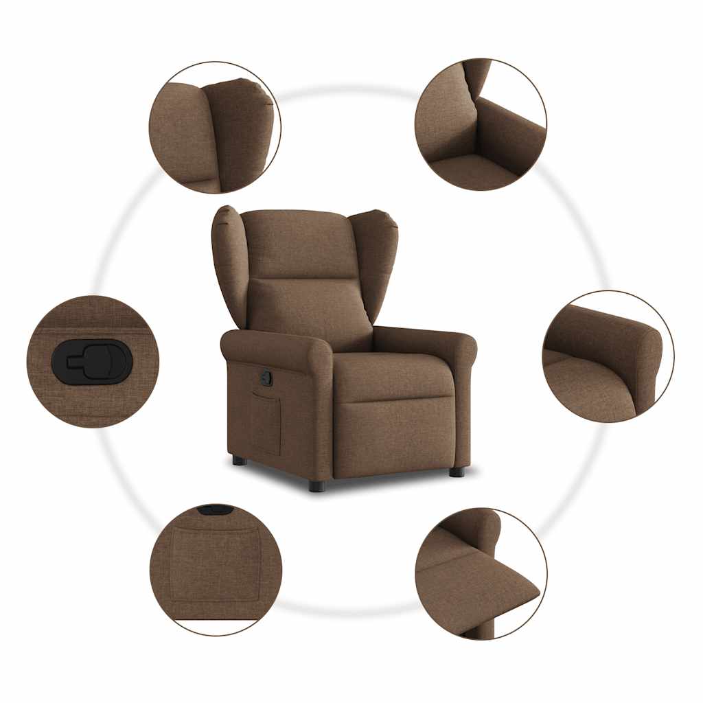 vidaXL Fotoliu rabatabil, maro, material textil