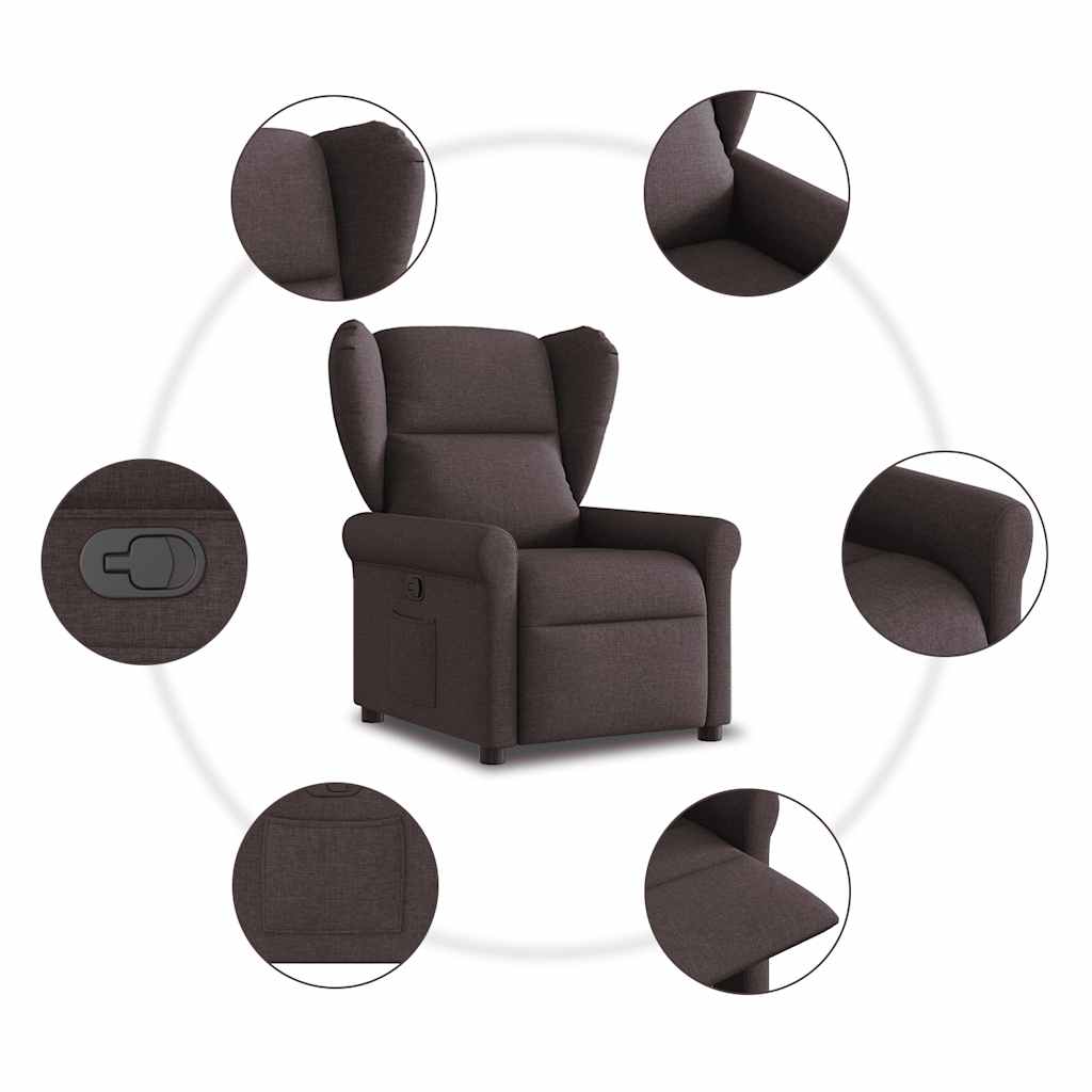 vidaXL Fotoliu rabatabil, maro închis, material textil