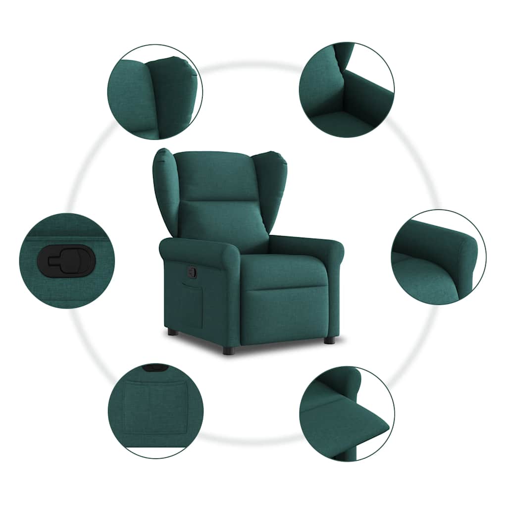 vidaXL Fotoliu rabatabil, verde închis, material textil vidaXL Fotoliu rabatabil, verde închis, material textil