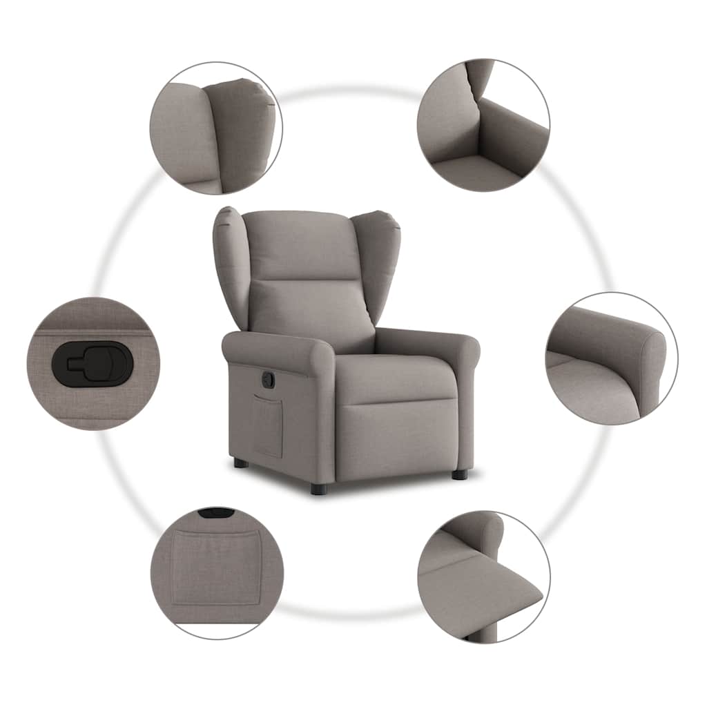 vidaXL Fotoliu rabatabil, gri taupe, material textil