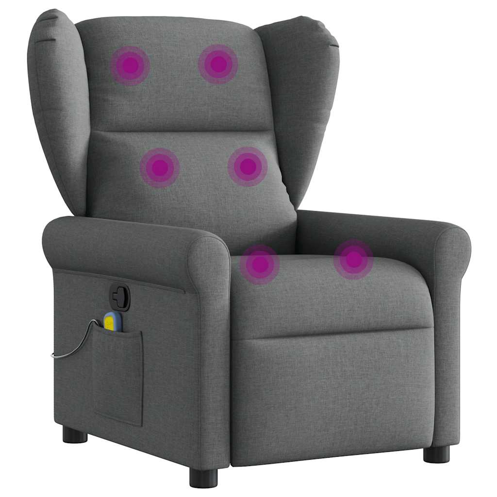 vidaXL Fotoliu de masaj rabatabil, gri închis, material textil