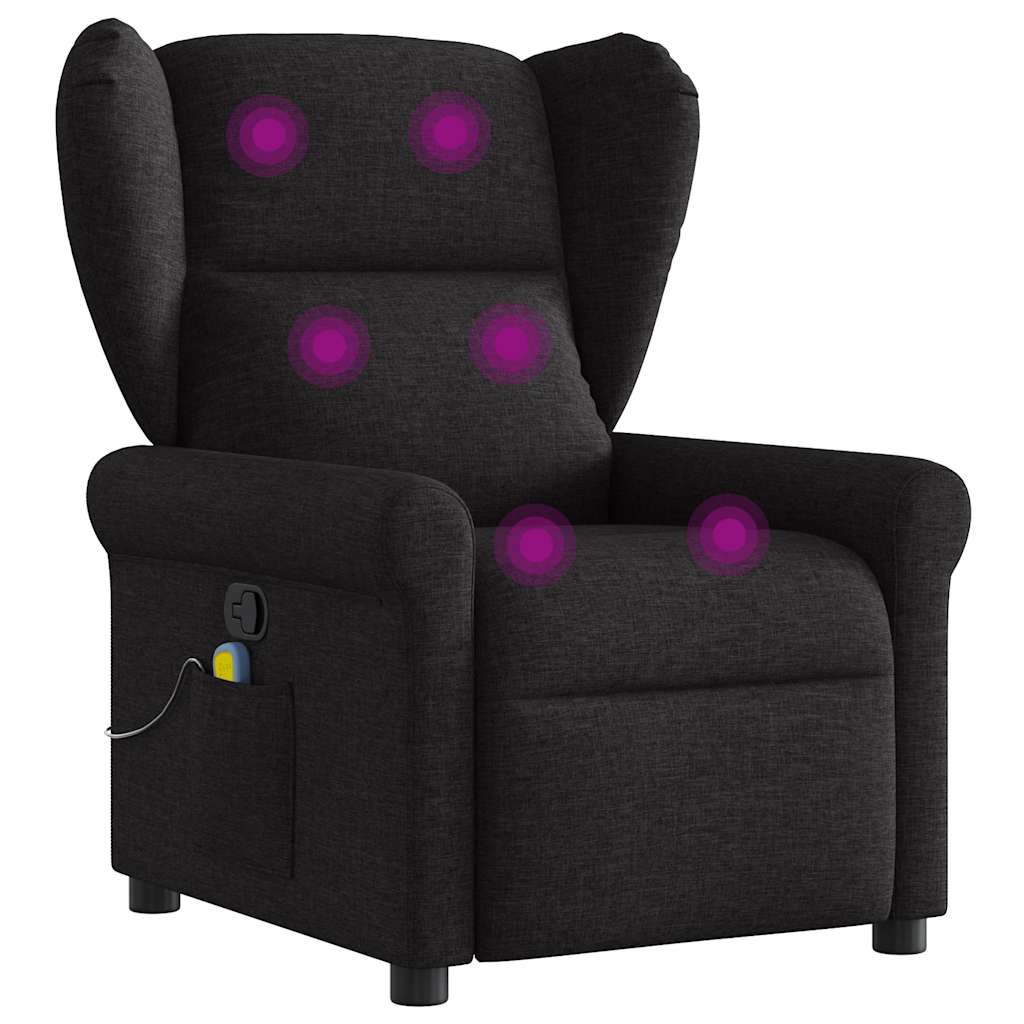 vidaXL Fotoliu de masaj rabatabil, negru, material textil