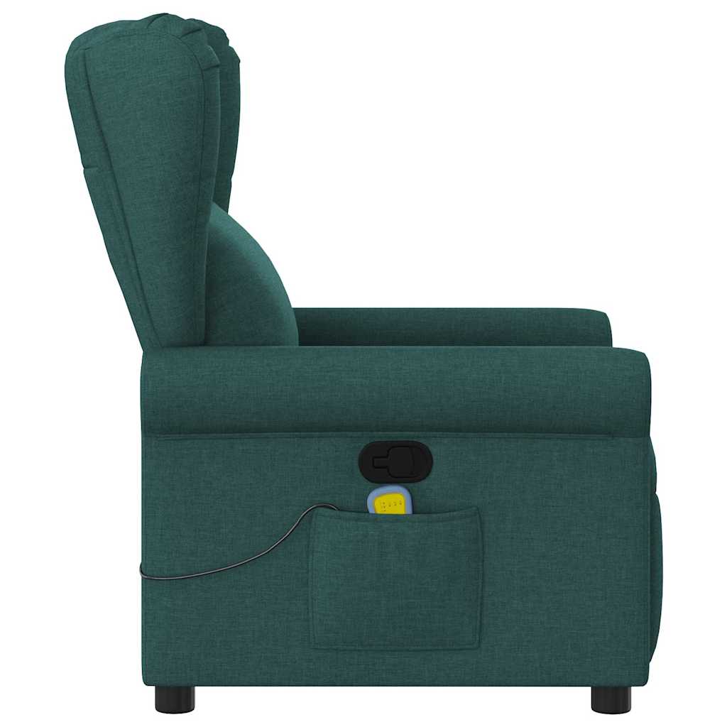 vidaXL Fotoliu de masaj rabatabil, verde închis, material textil vidaXL Fotoliu de masaj rabatabil, verde închis, material textil