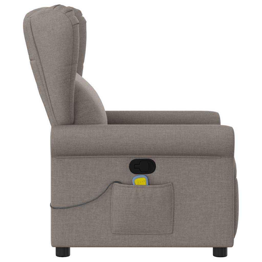 vidaXL Fotoliu de masaj rabatabil, gri taupe, material textil