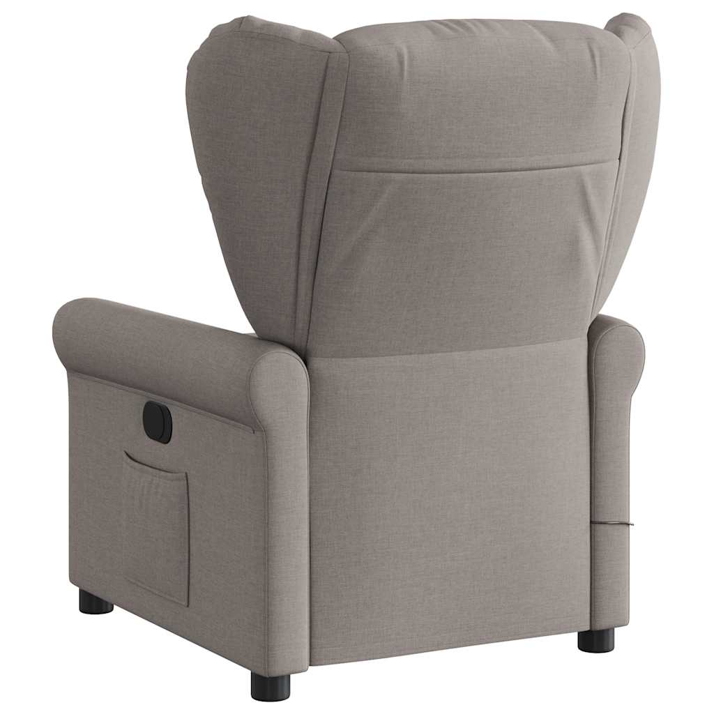vidaXL Fotoliu de masaj rabatabil, gri taupe, material textil