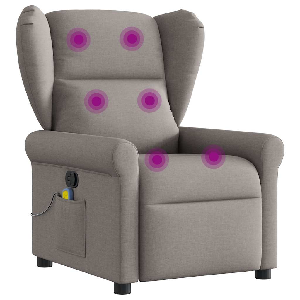 vidaXL Fotoliu de masaj rabatabil, gri taupe, material textil