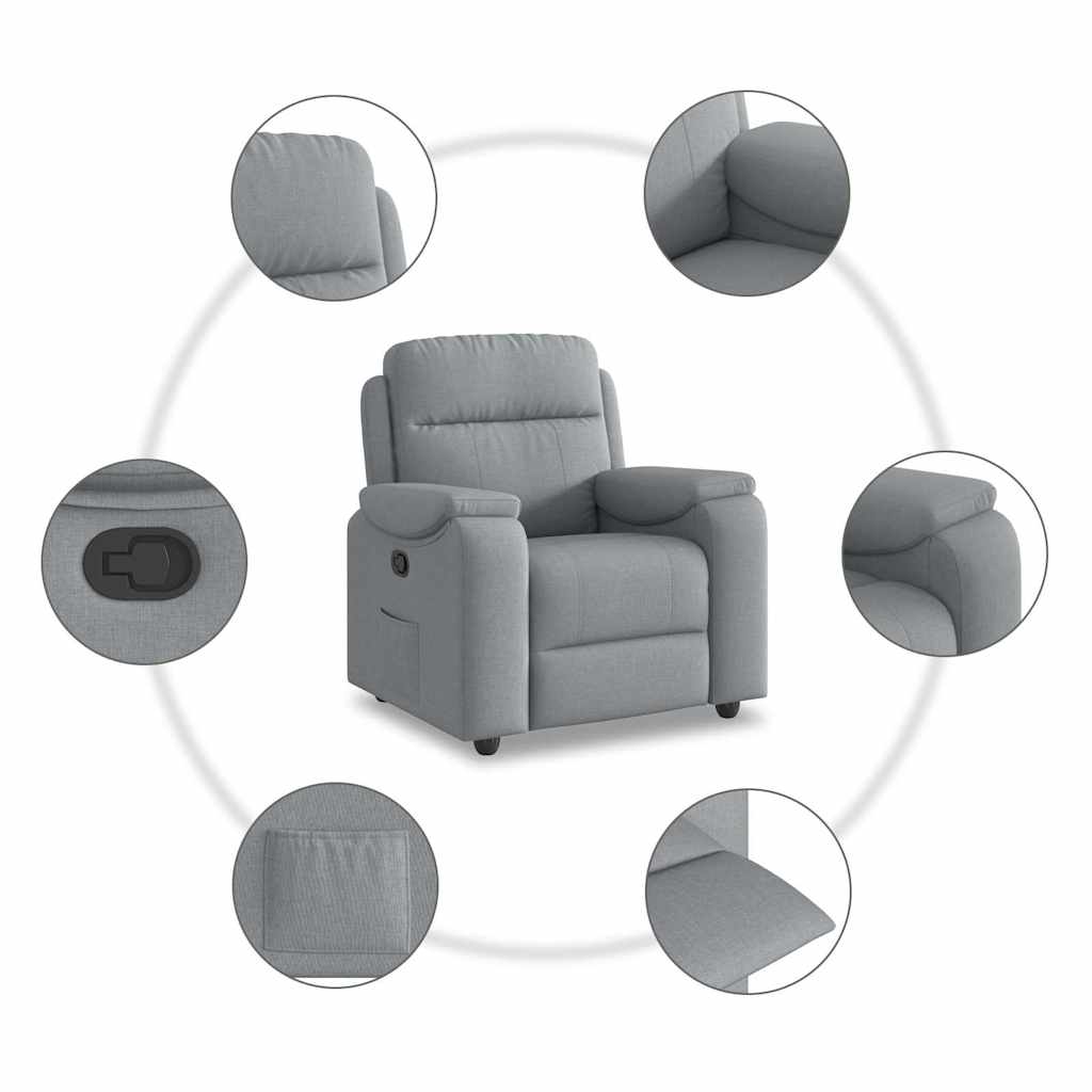 vidaXL Fotoliu rabatabil, gri deschis, material textil
