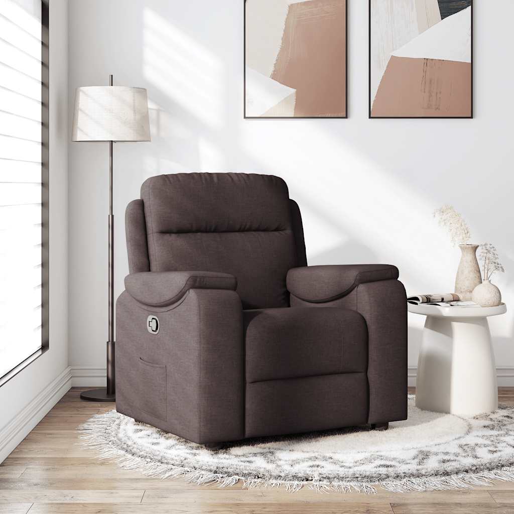 vidaXL Fotoliu rabatabil, maro închis, material textil