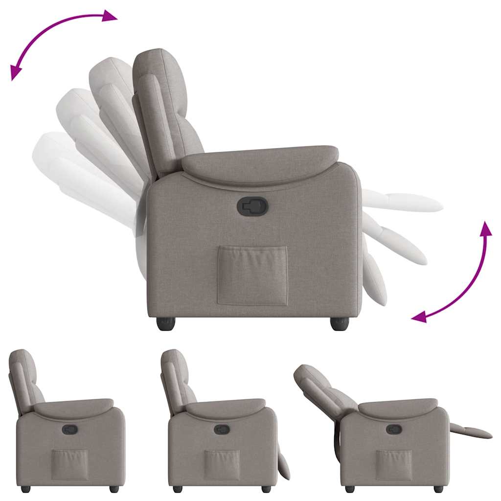 vidaXL Fotoliu rabatabil, gri taupe, material textil