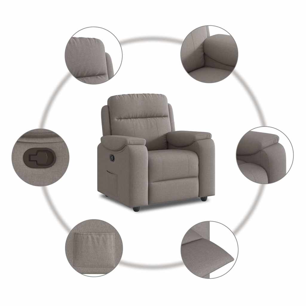 vidaXL Fotoliu rabatabil, gri taupe, material textil