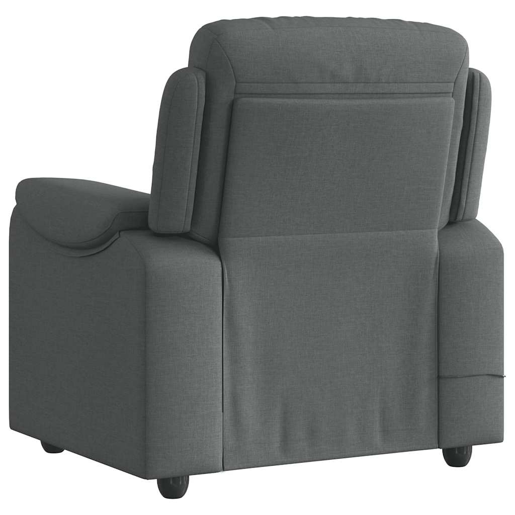 vidaXL Fotoliu de masaj rabatabil, gri închis, material textil