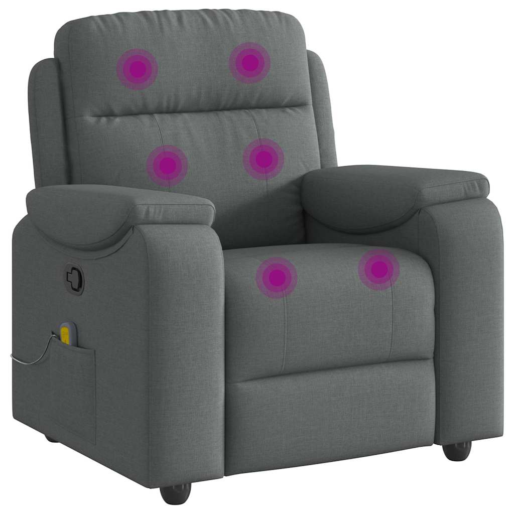 vidaXL Fotoliu de masaj rabatabil, gri închis, material textil