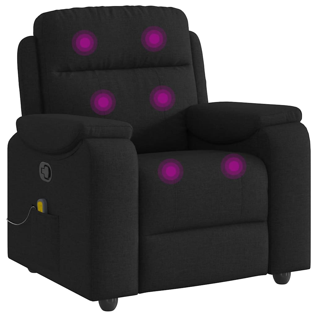 vidaXL Fotoliu de masaj rabatabil, negru, material textil