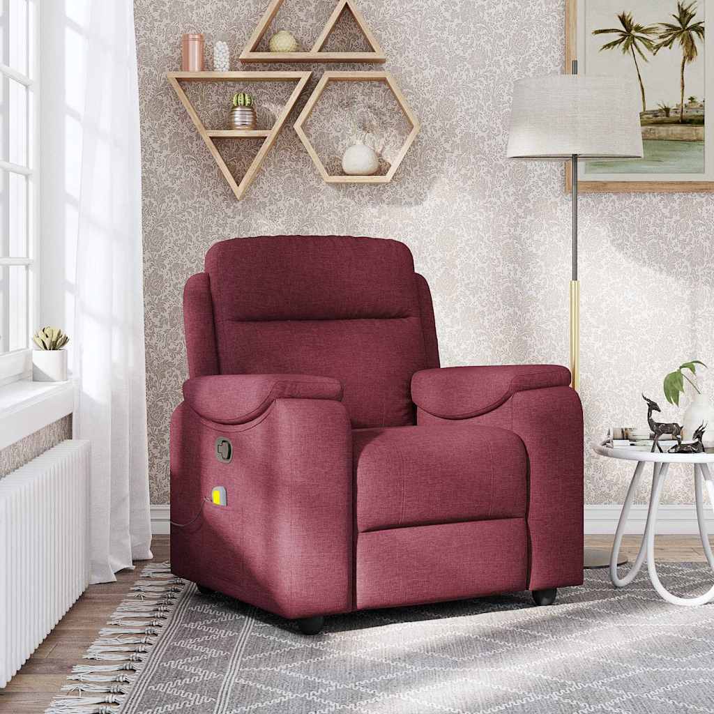 vidaXL Fotoliu de masaj rabatabil, roșu vin, material textil vidaXL Fotoliu de masaj rabatabil, roșu vin, material textil