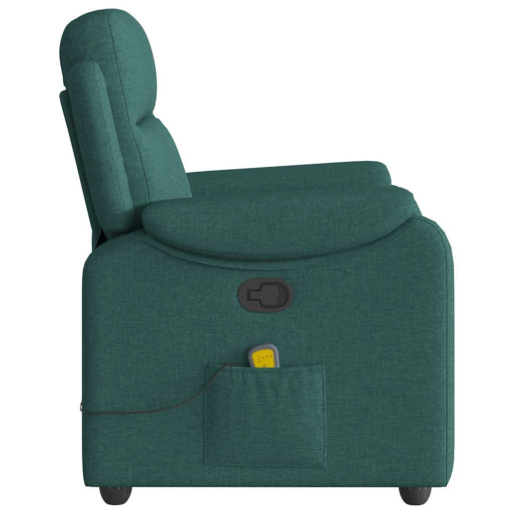vidaXL Fotoliu de masaj rabatabil, verde închis, material textil vidaXL Fotoliu de masaj rabatabil, verde închis, material textil