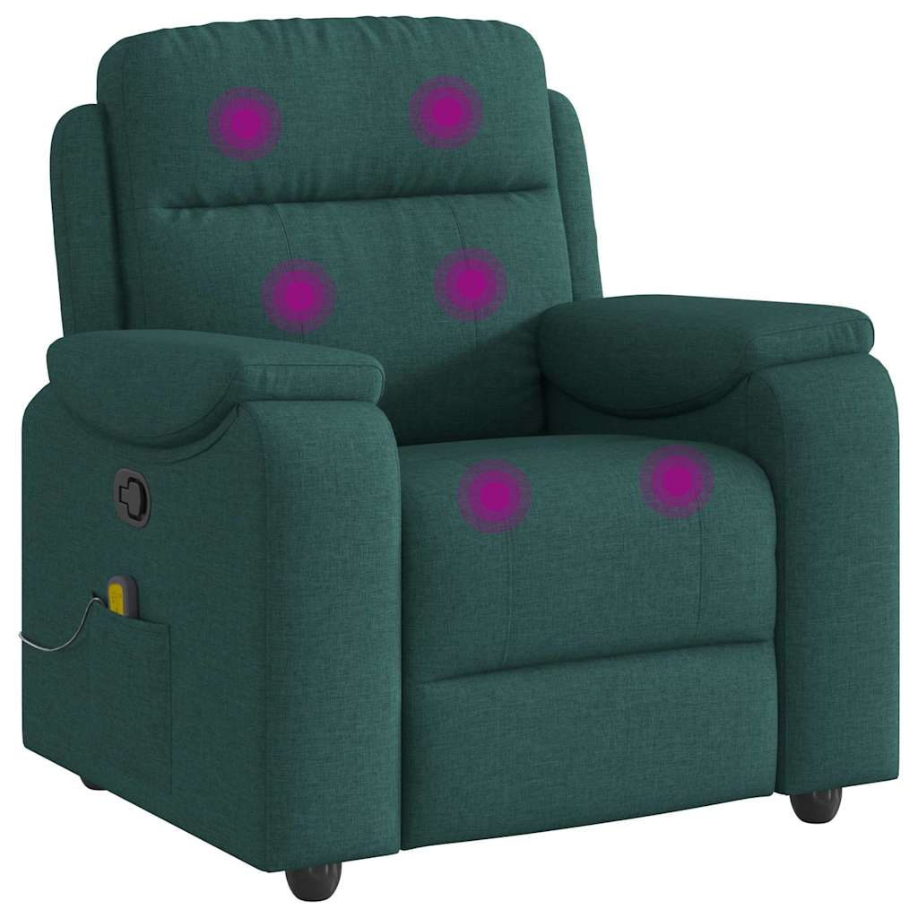 vidaXL Fotoliu de masaj rabatabil, verde închis, material textil vidaXL Fotoliu de masaj rabatabil, verde închis, material textil