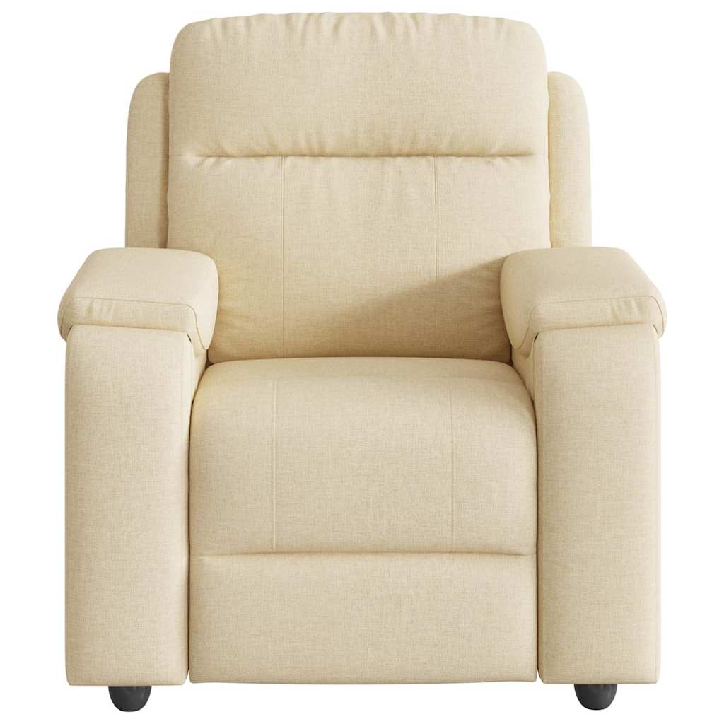 vidaXL Fotoliu rabatabil de masaj, crem, material textil