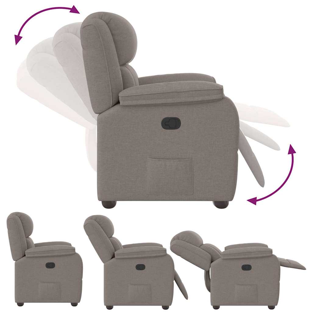 vidaXL Fotoliu rabatabil, gri taupe, material textil