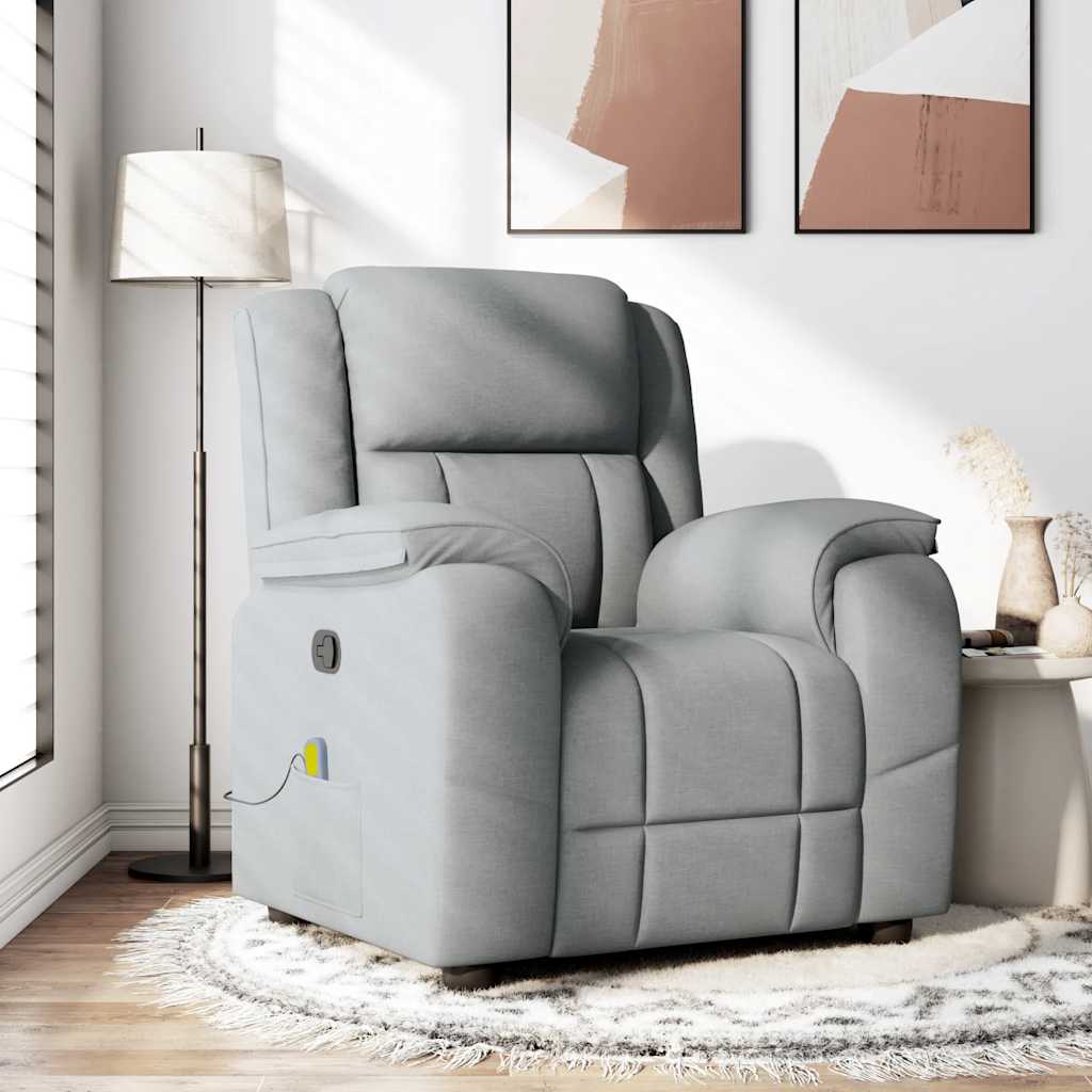 vidaXL Fotoliu de masaj rabatabil, gri deschis, textil vidaXL Fotoliu de masaj rabatabil, gri deschis, textil