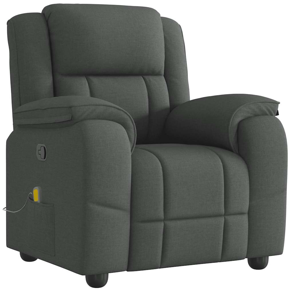 vidaXL Fotoliu de masaj rabatabil, gri închis, material textil vidaXL Fotoliu de masaj rabatabil, gri închis, material textil