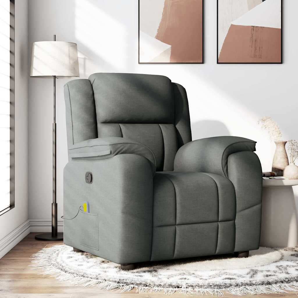 vidaXL Fotoliu de masaj rabatabil, gri închis, material textil vidaXL Fotoliu de masaj rabatabil, gri închis, material textil