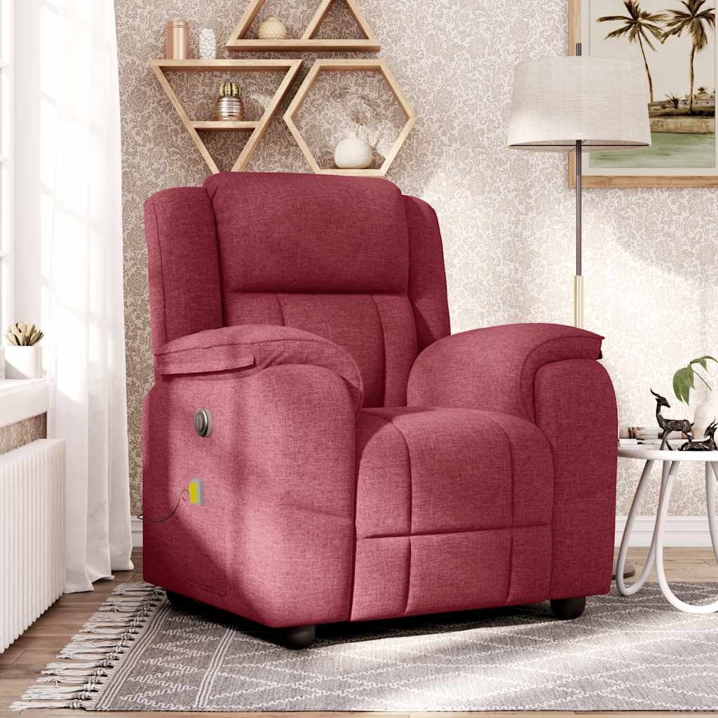 vidaXL Fotoliu de masaj rabatabil, roșu vin, material textil vidaXL Fotoliu de masaj rabatabil, roșu vin, material textil