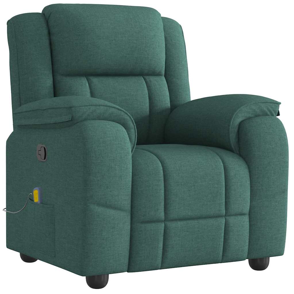 vidaXL Fotoliu de masaj rabatabil, verde închis, material textil vidaXL Fotoliu de masaj rabatabil, verde închis, material textil