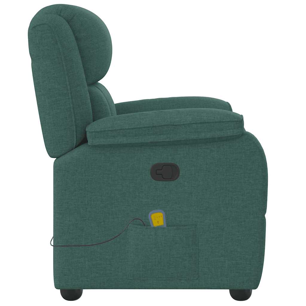 vidaXL Fotoliu de masaj rabatabil, verde închis, material textil vidaXL Fotoliu de masaj rabatabil, verde închis, material textil