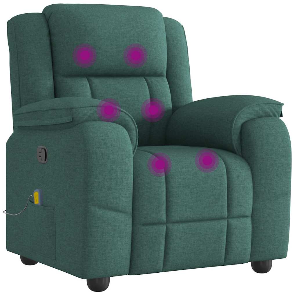 vidaXL Fotoliu de masaj rabatabil, verde închis, material textil vidaXL Fotoliu de masaj rabatabil, verde închis, material textil