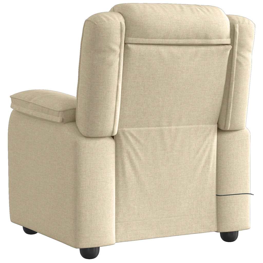 vidaXL Fotoliu rabatabil de masaj, crem, material textil