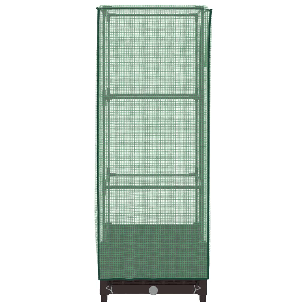 vidaXL Strat înălțat cu husă de seră, aspect ratan, 40x40x123 cm