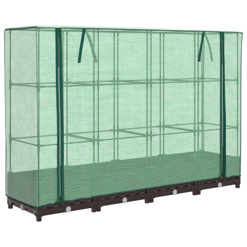 vidaXL Strat înălțat cu husă de seră, aspect ratan, 160x40x123 cm