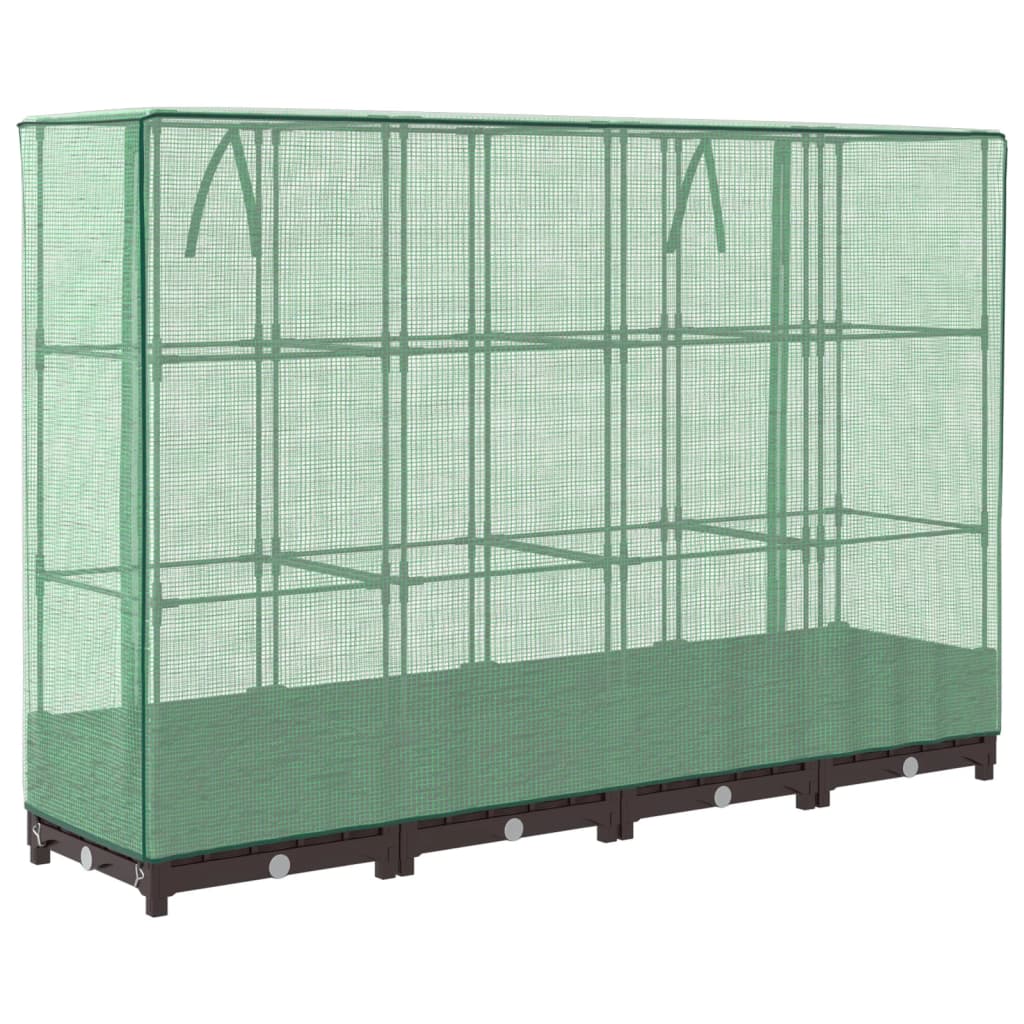 vidaXL Strat înălțat cu husă de seră, aspect ratan, 160x40x123 cm