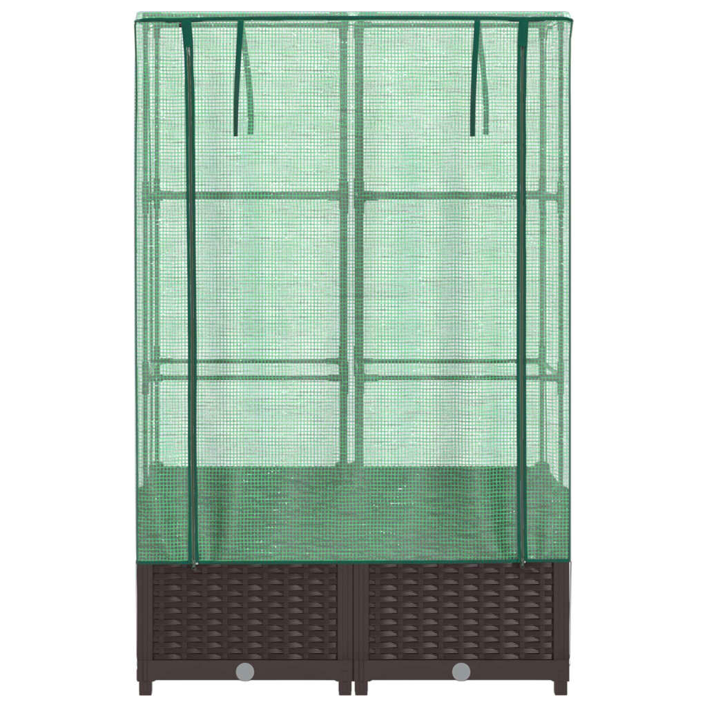 vidaXL Strat înălțat cu husă de seră, aspect ratan, 80x40x138 cm vidaXL Strat înălțat cu husă de seră, aspect ratan, 80x40x138 cm