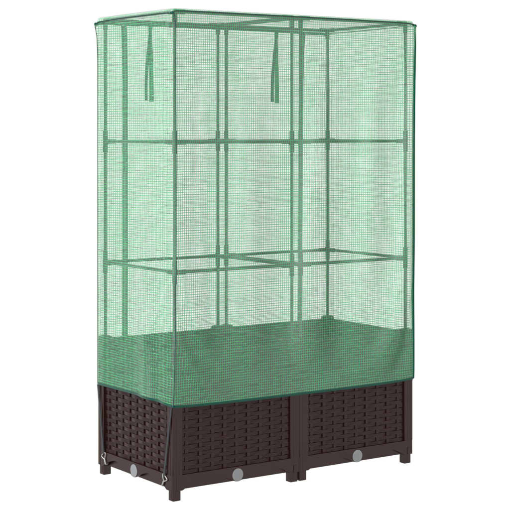 vidaXL Strat înălțat cu husă de seră, aspect ratan, 80x40x138 cm vidaXL Strat înălțat cu husă de seră, aspect ratan, 80x40x138 cm