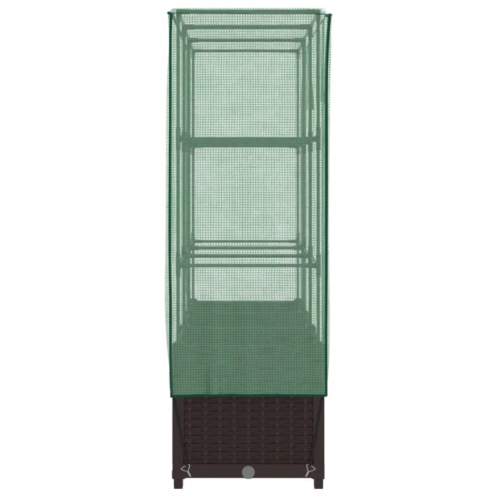vidaXL Strat înălțat cu husă de seră, aspect ratan, 120x40x138 cm