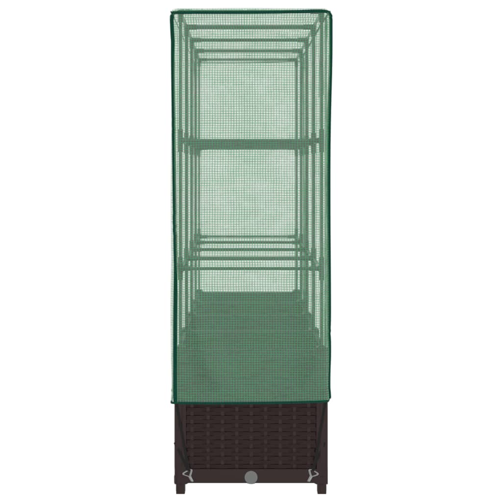 vidaXL Strat înălțat cu husă de seră, aspect ratan, 160x40x138 cm
