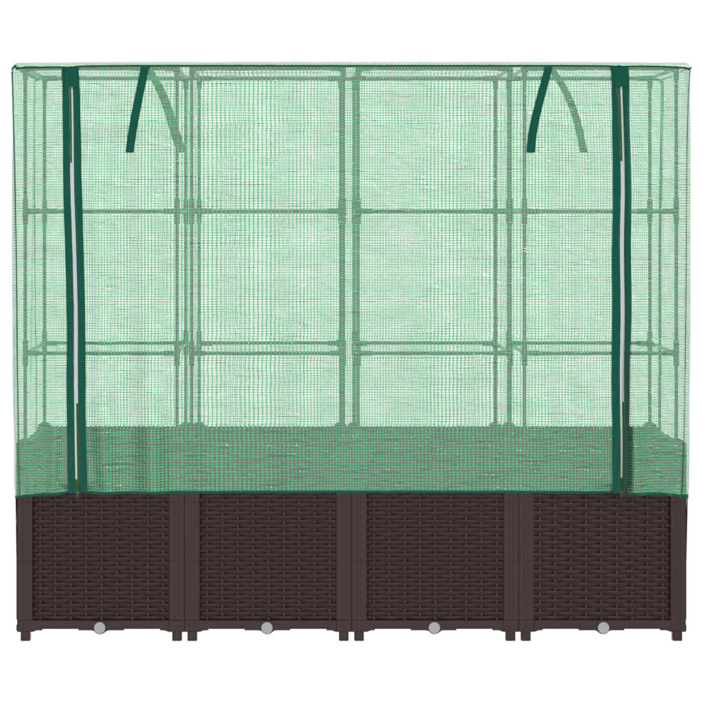 vidaXL Strat înălțat cu husă de seră, aspect ratan, 160x40x153 cm