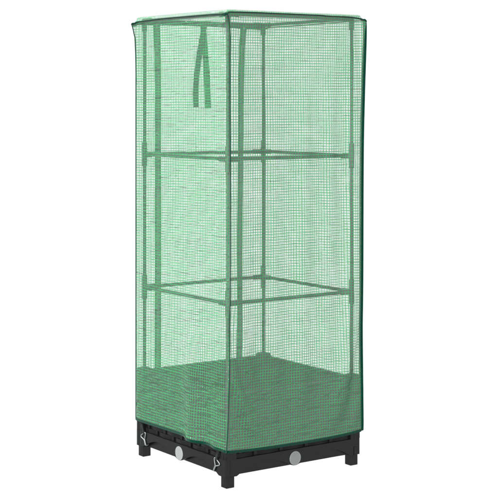 vidaXL Strat înălțat cu husă de seră, aspect ratan, 40x40x123 cm