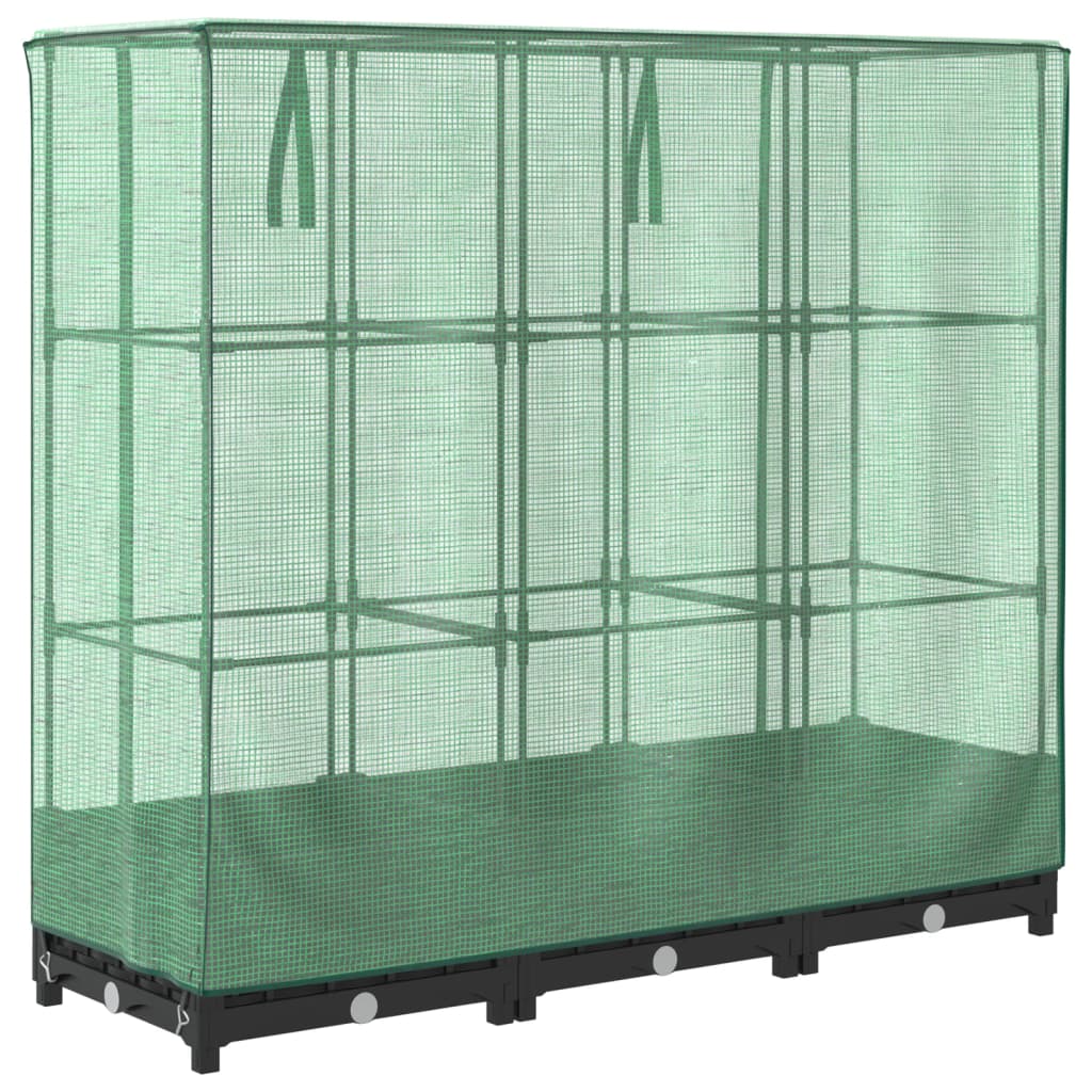 vidaXL Strat înălțat cu husă de seră, aspect ratan, 120x40x123 cm