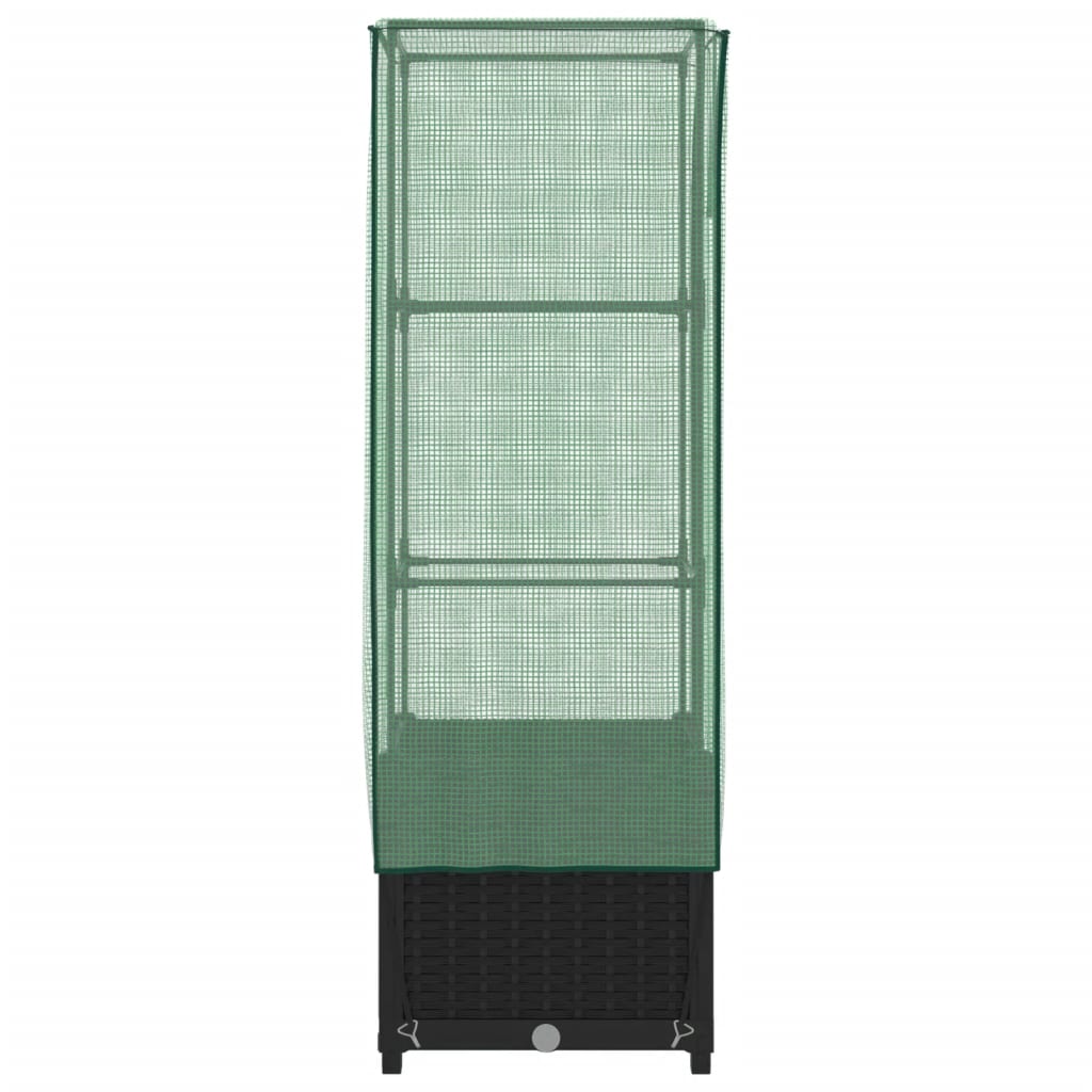 vidaXL Strat înălțat cu husă de seră, aspect ratan, 40x40x139 cm vidaXL Strat înălțat cu husă de seră, aspect ratan, 40x40x139 cm