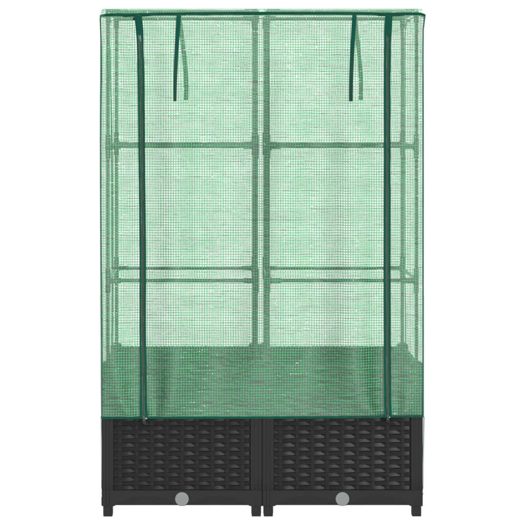 vidaXL Strat înălțat cu husă de seră, aspect ratan, 80x40x138 cm vidaXL Strat înălțat cu husă de seră, aspect ratan, 80x40x138 cm