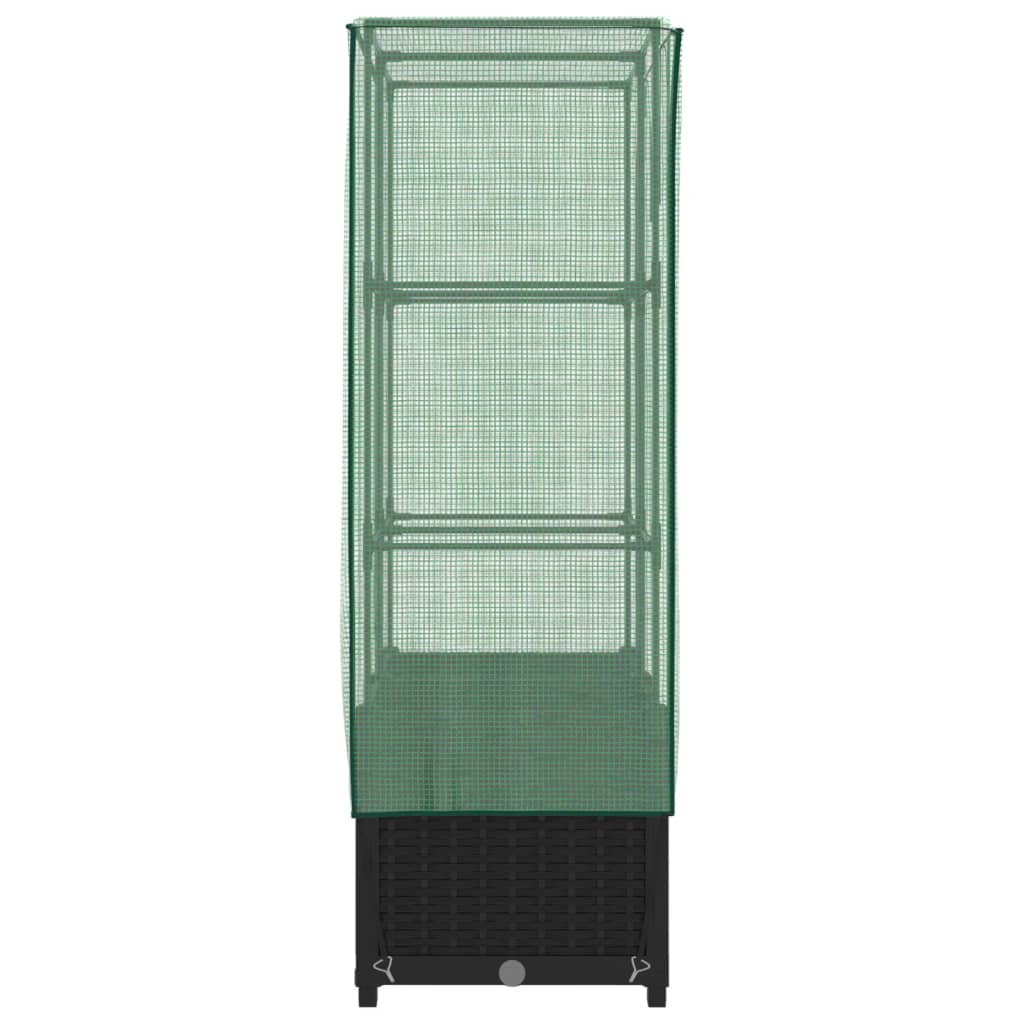 vidaXL Strat înălțat cu husă de seră, aspect ratan, 80x40x138 cm vidaXL Strat înălțat cu husă de seră, aspect ratan, 80x40x138 cm