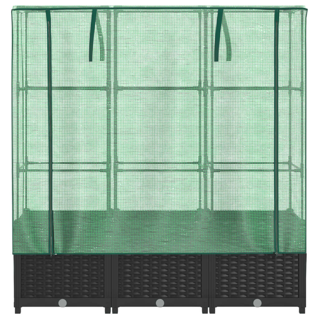 vidaXL Strat înălțat cu husă de seră, aspect ratan, 120x40x138 cm